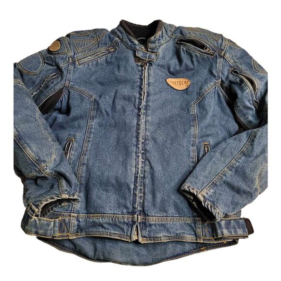 3438 Cortech DSX Vintage Moto Racing Jacket Denim Rider Blues Men's XL‎ - Picture 1 of 3